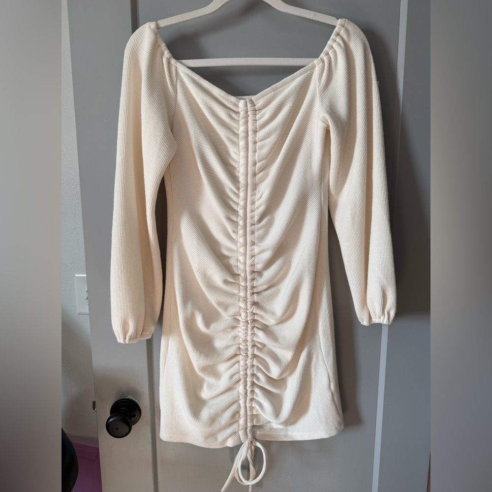 MARBLE Cream Textured Knit Dress